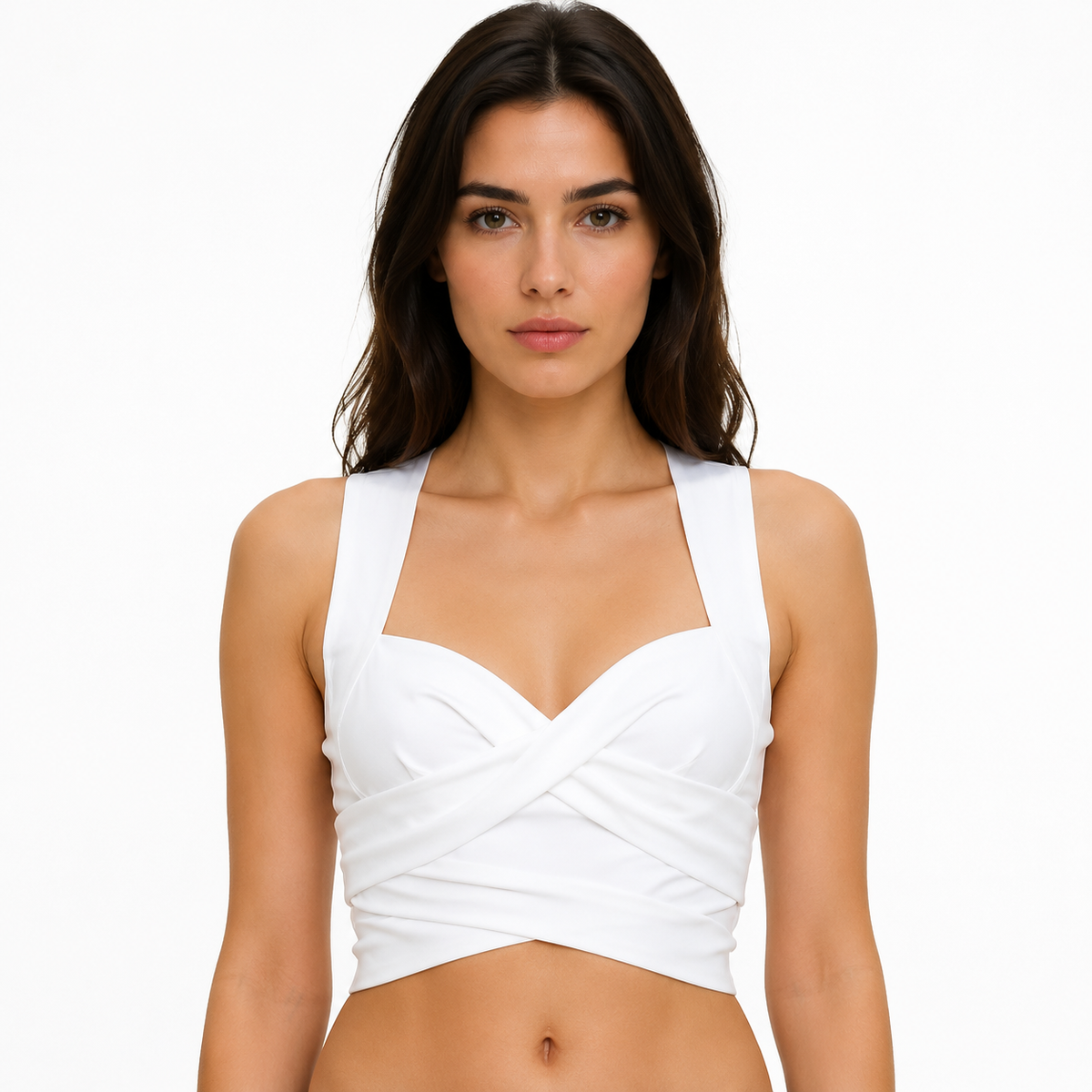 White Cross Wrap Crop Top