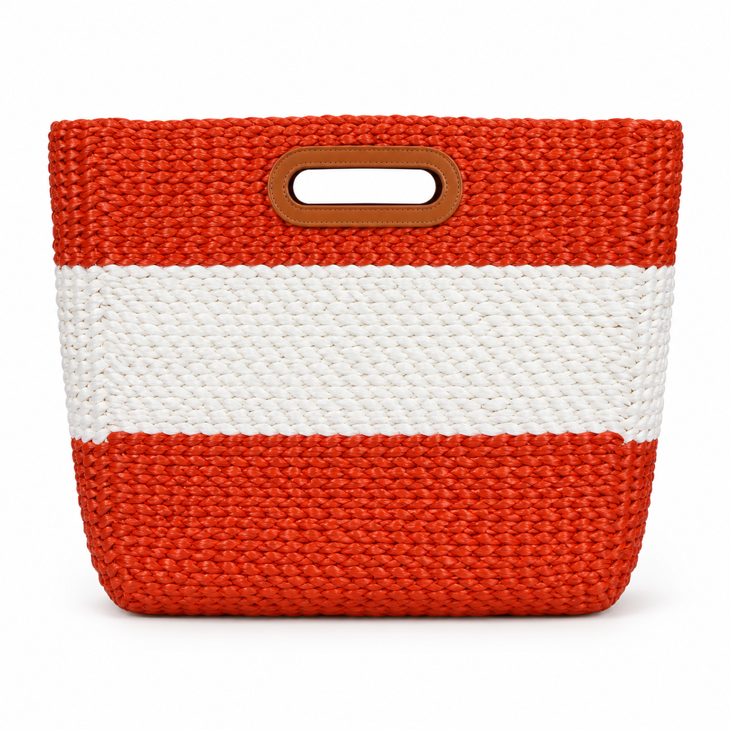 Red White Woven Bag