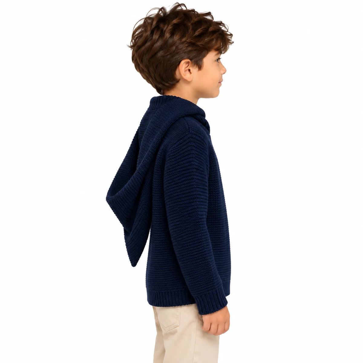 Kids' Navy Knit Hooded Jacket
