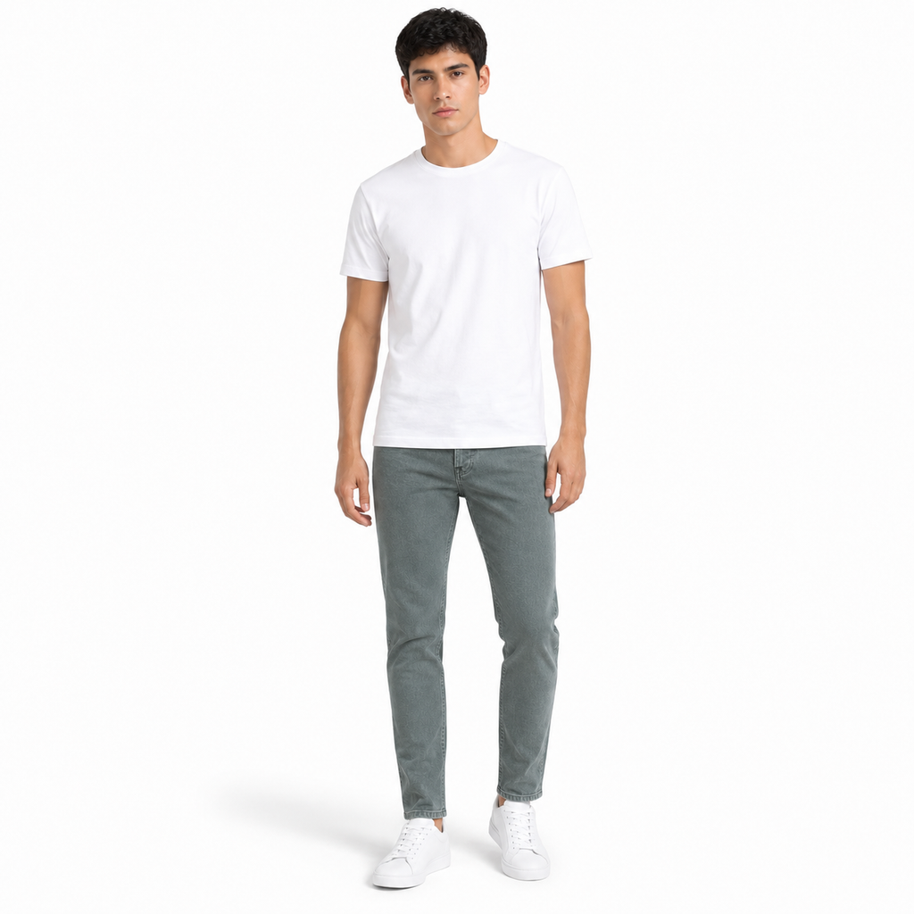 Sage Green Slim-Fit Jeans