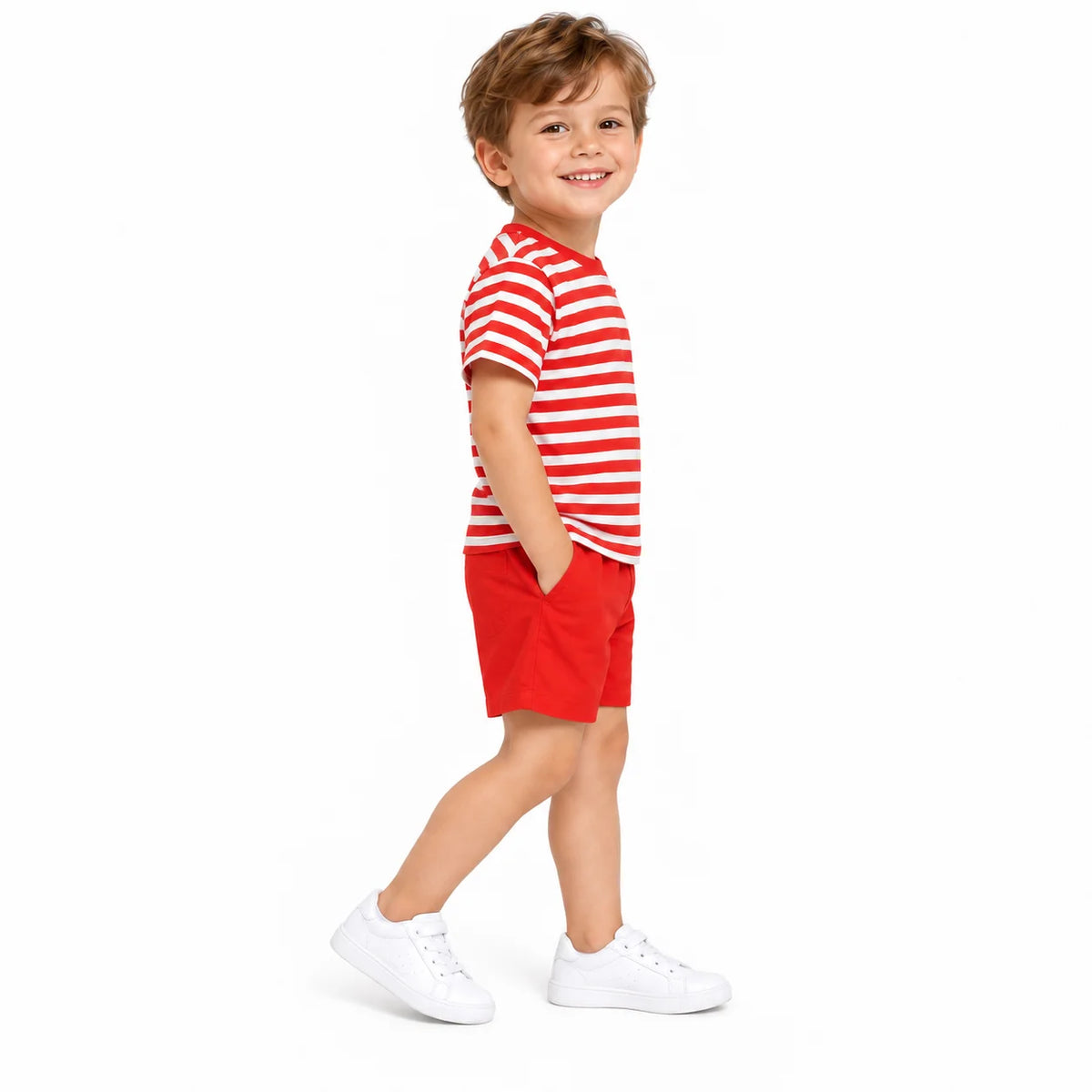 Boys' Red Striped Set