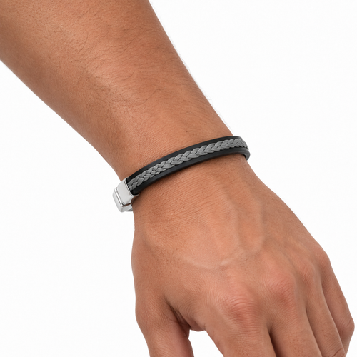 Double grey leather bracelet