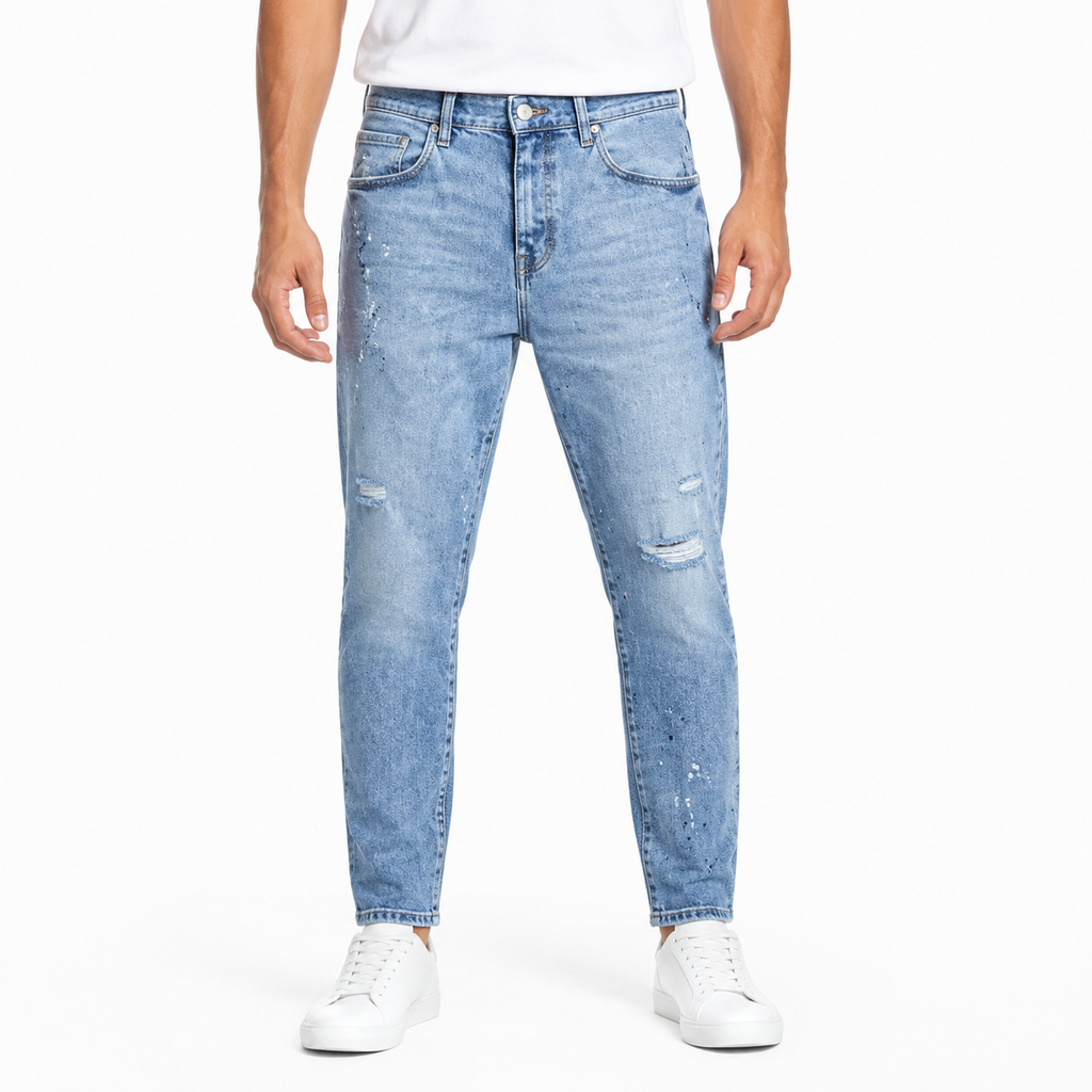 Light Wash Baggy Ripped Jeans