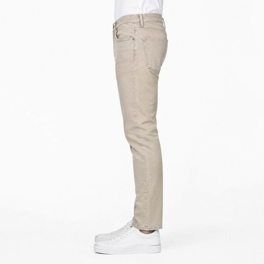 Soft Beige Slim-Fit Jeans