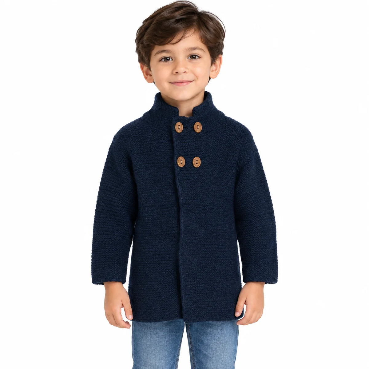 Kids' Navy Knit Hooded Jacket