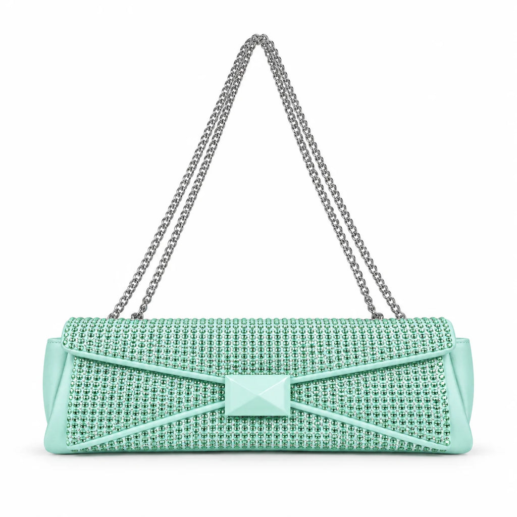 Elegant Mint Studded Shoulder Bag