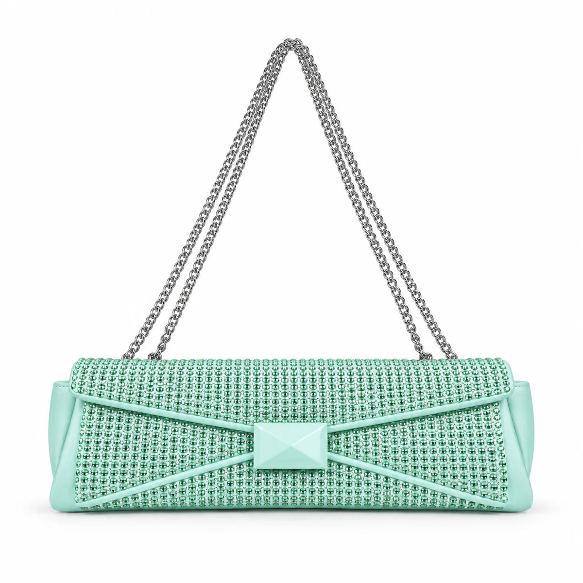 Elegant Mint Studded Shoulder Bag