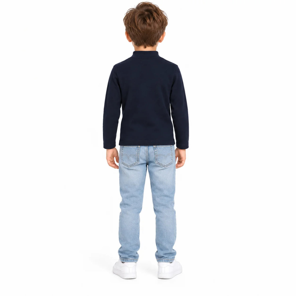 Boys' Navy High-Neck T-Shirt