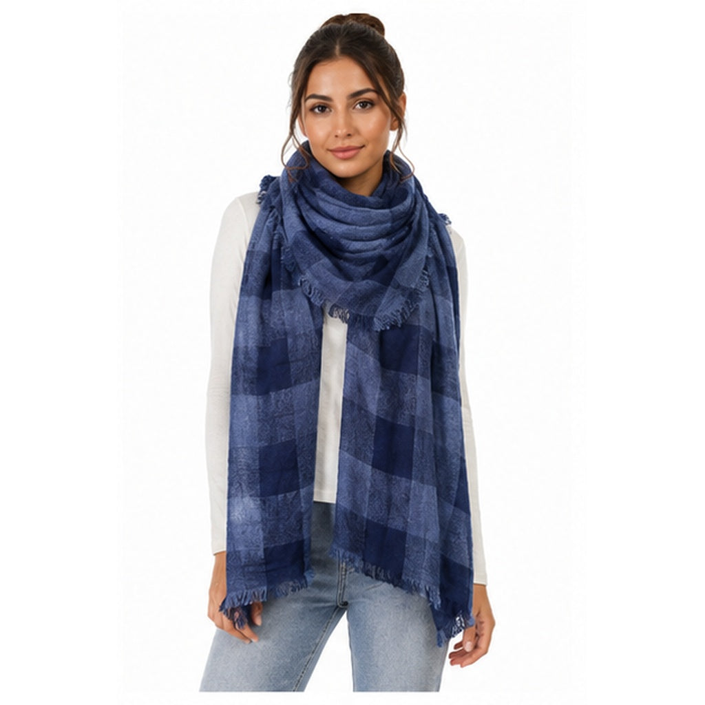 INSIDE Blue Check Scarf