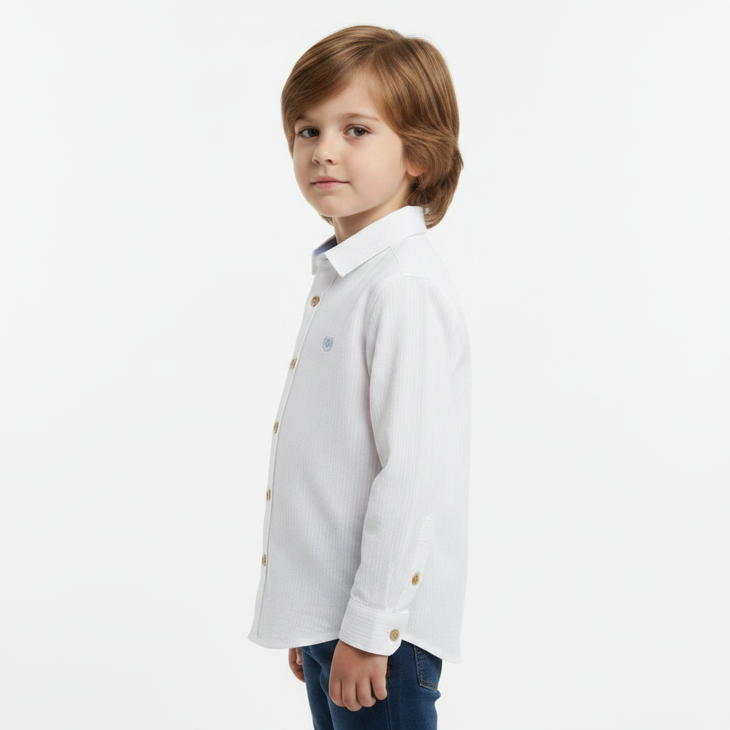 قميص أبيض رسمي للأطفال من الجانب