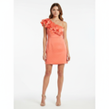 Coral one-shoulder mini dress - front view