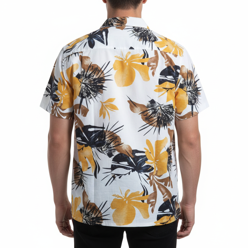 Tropical Floral Hawaiian Shirt - Back View