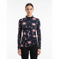 Navy Sun Moon Stars Print Long Sleeve Top - Front View