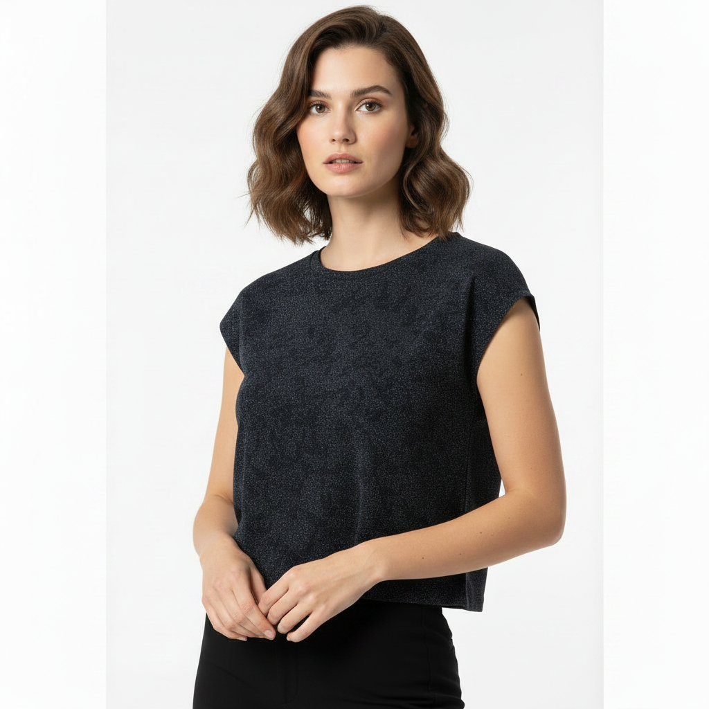 Glittery short-sleeved crop top
