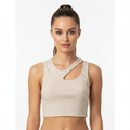Ribbed striped crop top with front slit