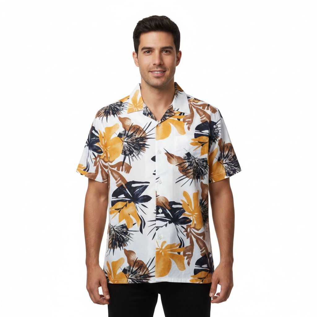 Tropical Floral Hawaiian Shirt - Front View