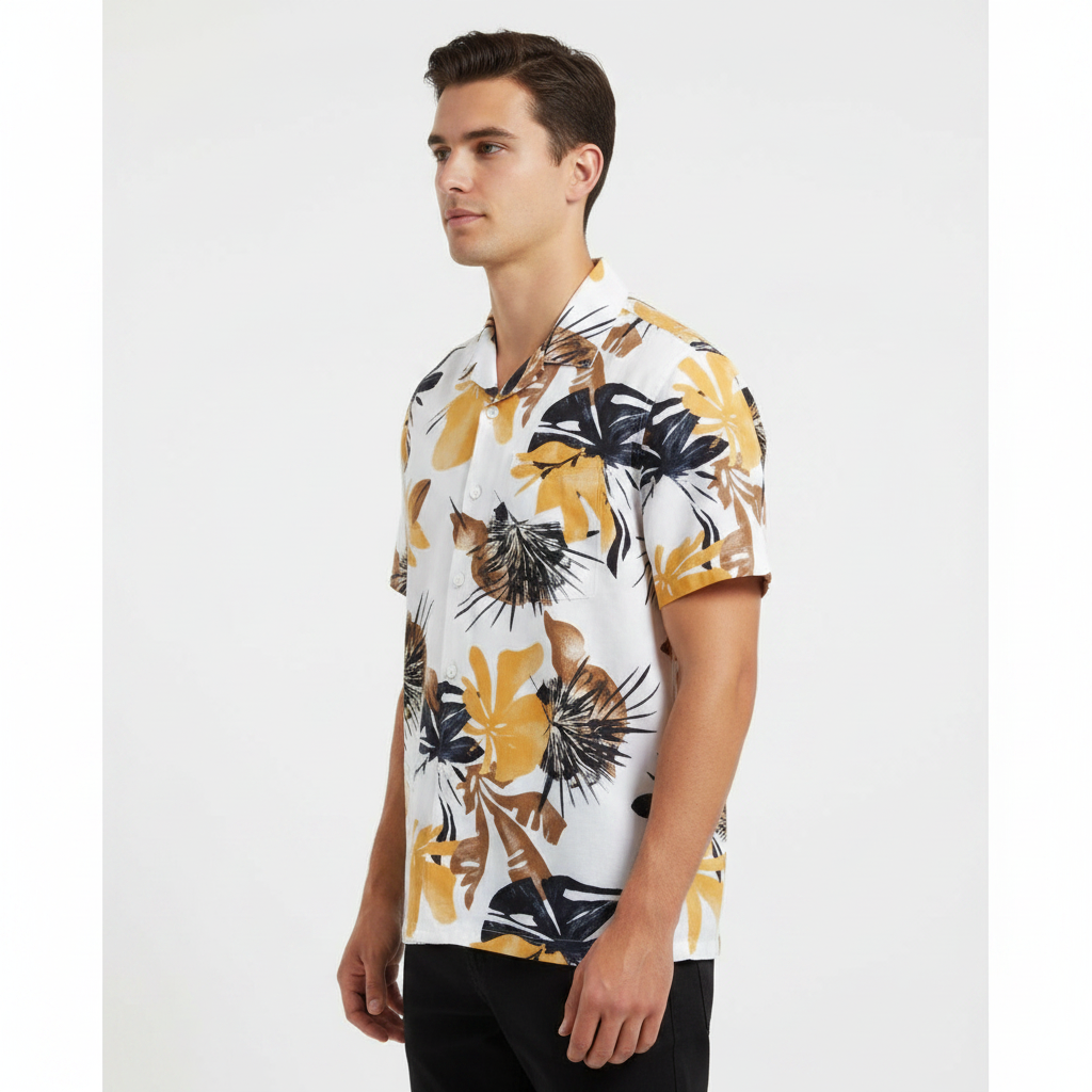 Tropical Floral Hawaiian Shirt - Side View