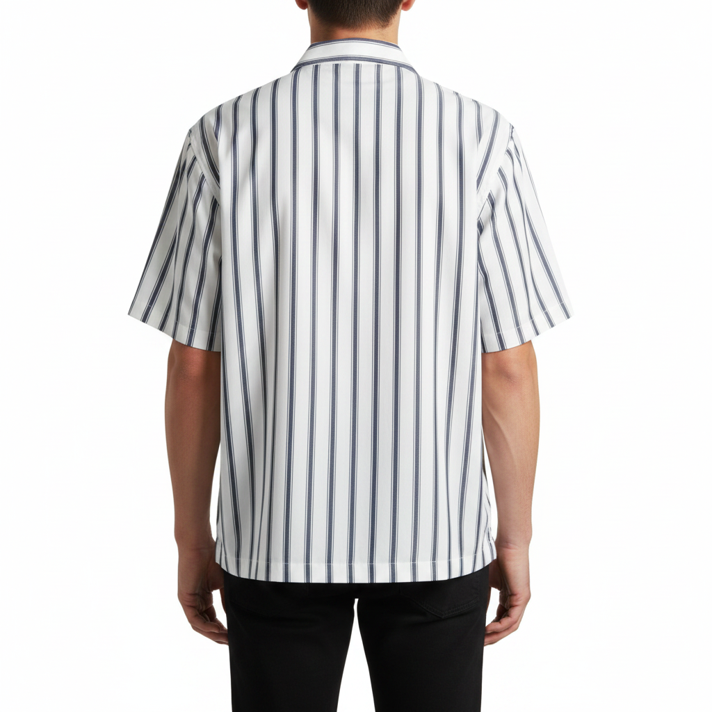 Striped Short Sleeve Shirt - Back View