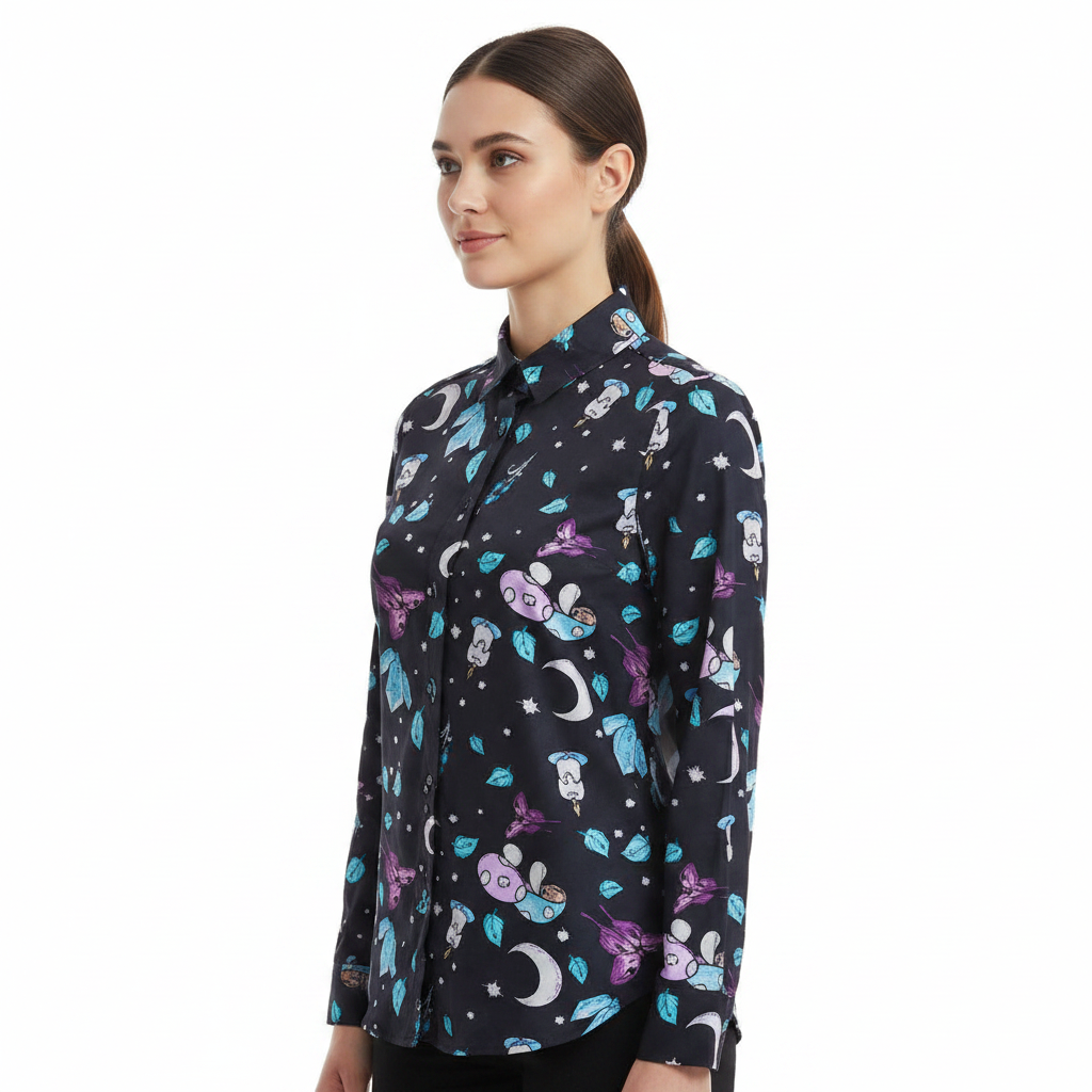 Galaxy Print Women's Shirt - Side View