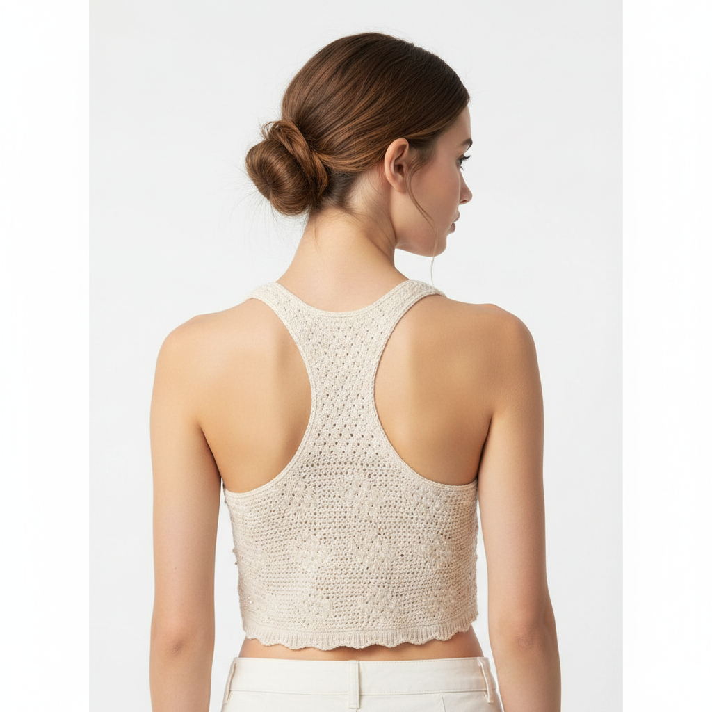 Pearl Crochet Crop Top – Back View