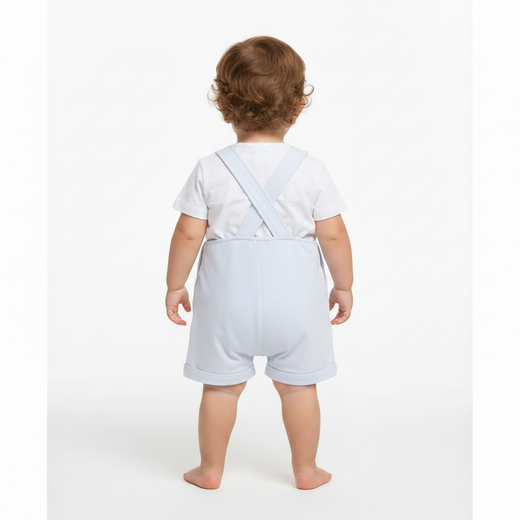 Baby White Dungaree Set - Back View