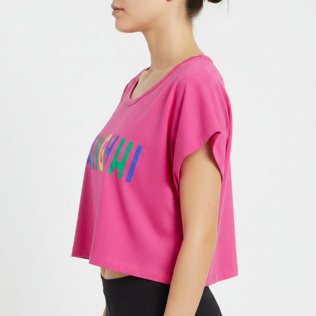 Shanghai Crop Top Pink - Side View