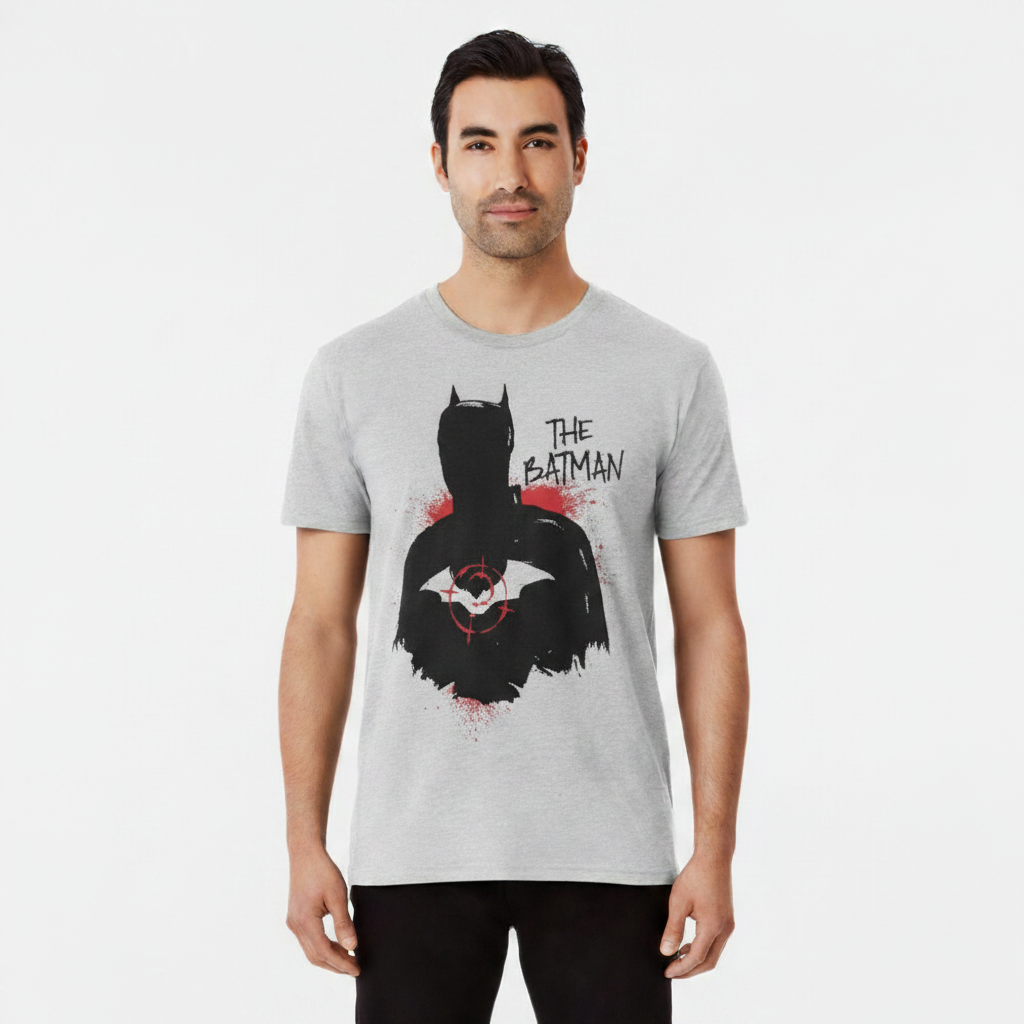 Front view - The Batman Graphic Tee on male model