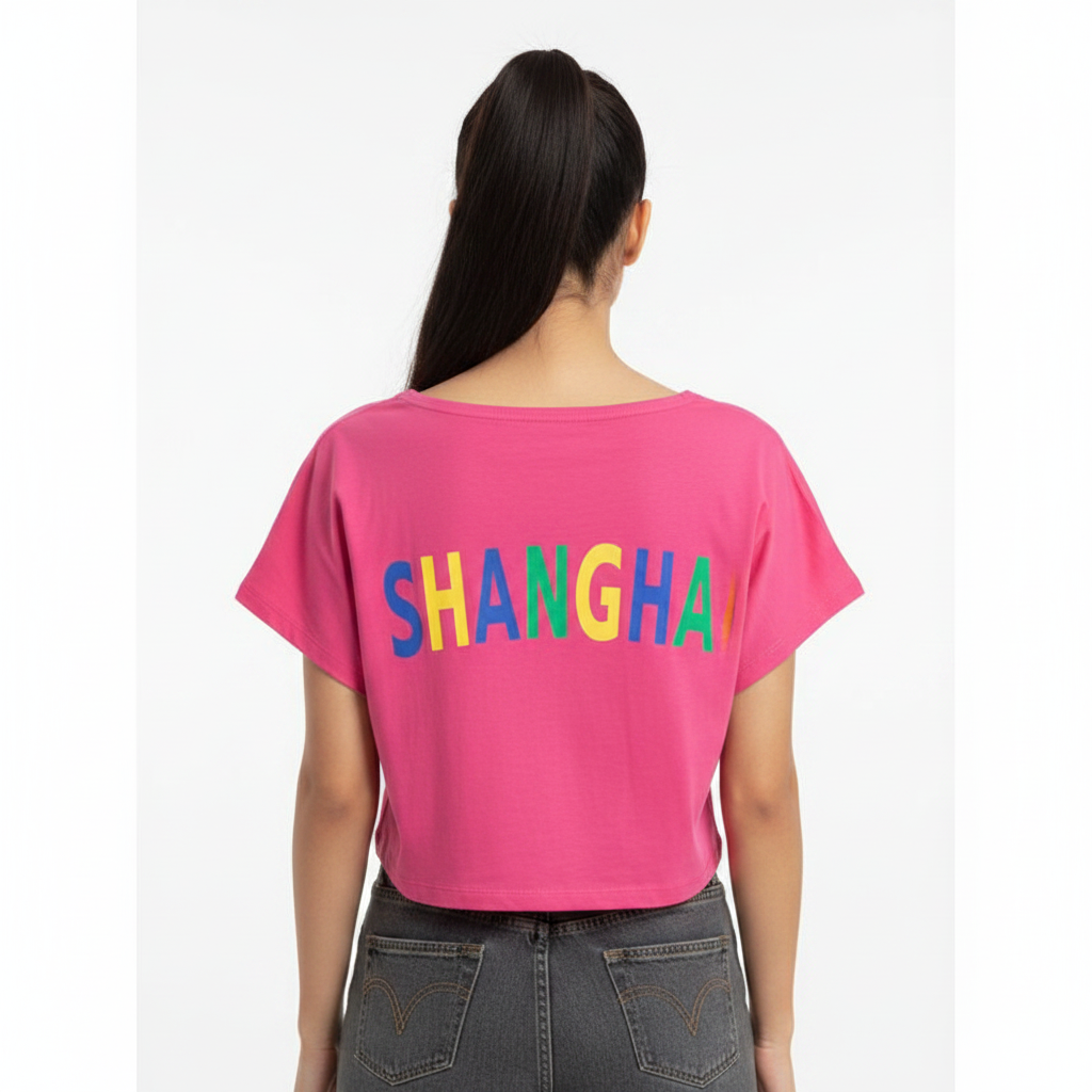 Shanghai Crop Top Pink - Back View